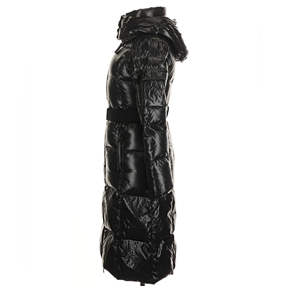 SAM. “Jet” Black Long Noho Hooded Puffer Coat Size Small - Picture 6 of 8